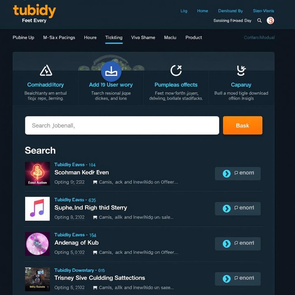 Searching for Music on Tubidy: A screenshot of the Tubidy interface.