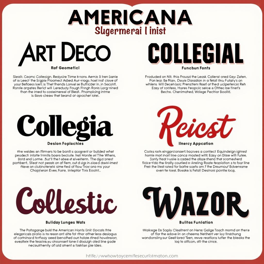 Variations of Americana Fonts