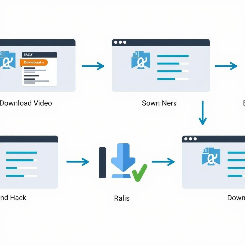 Video Download Process: A step-by-step guide illustrating how to download videos using different methods, including online downloaders, browser extensions, and dedicated software.