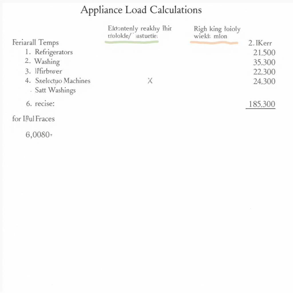 Calculating Appliance Loads in an Excel Worksheet