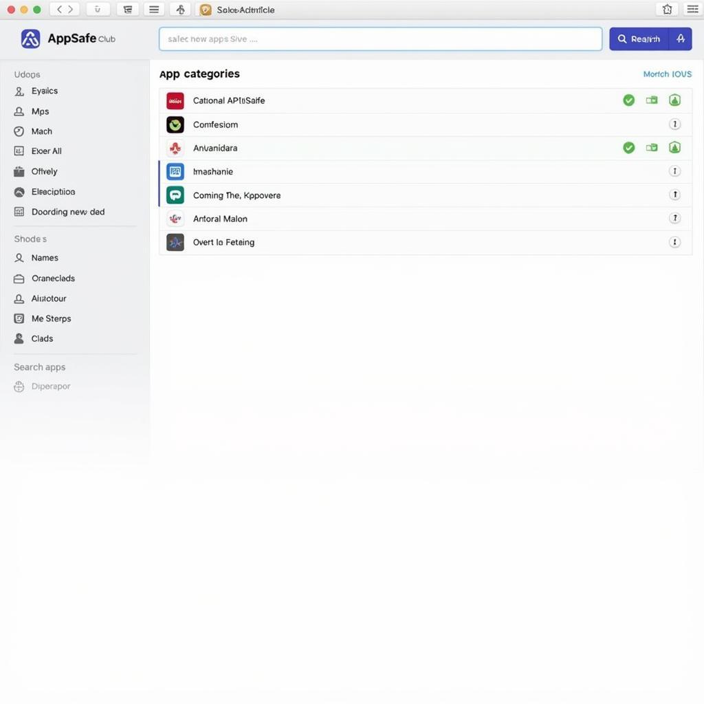 AppSafe Club Categories and Search Functionality