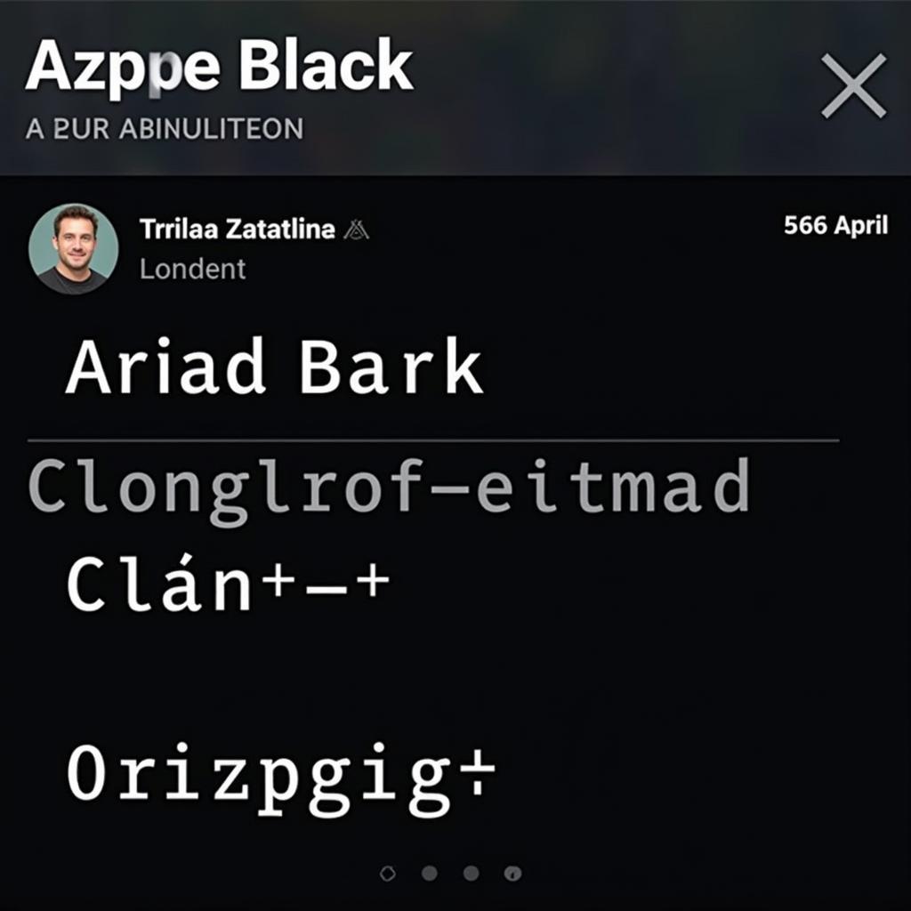 Arial Black Font Used in a Mobile Game Profile