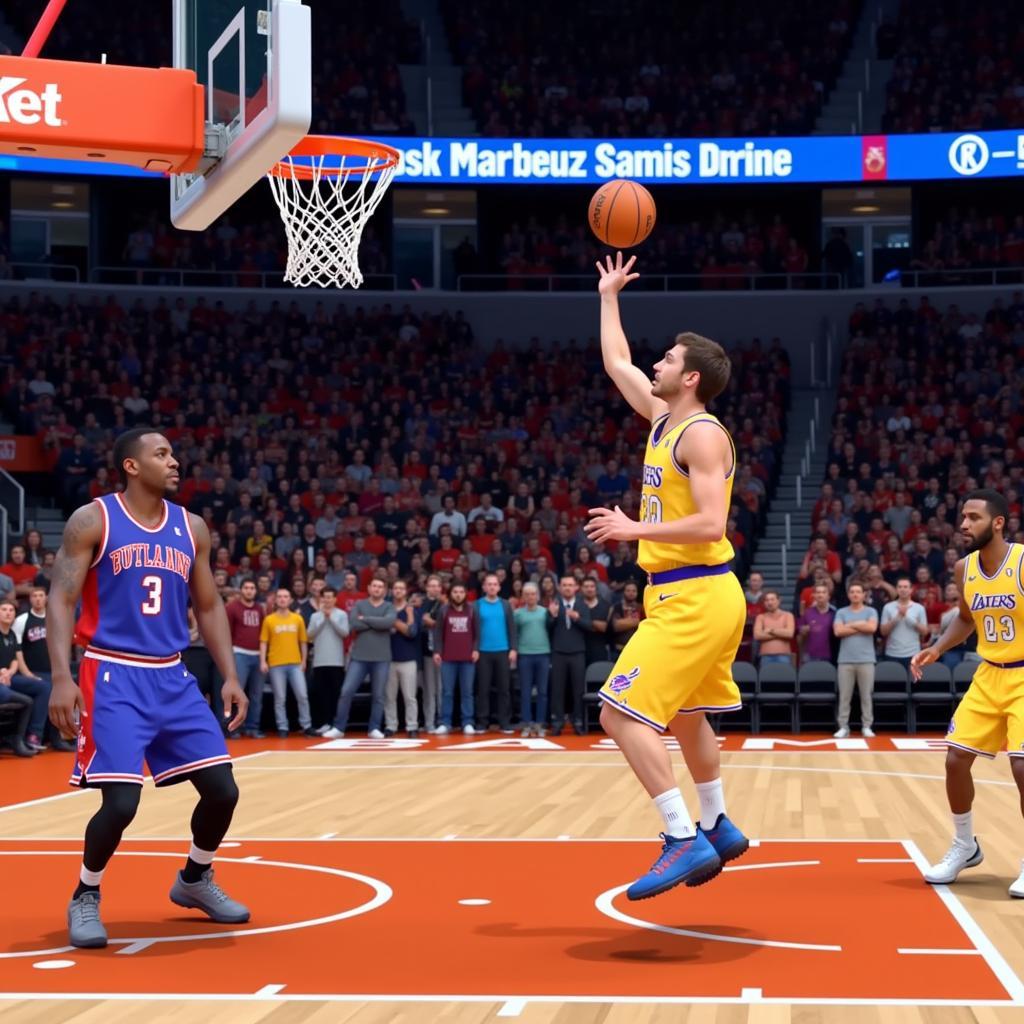 Executing a powerful dunk in Basketbros