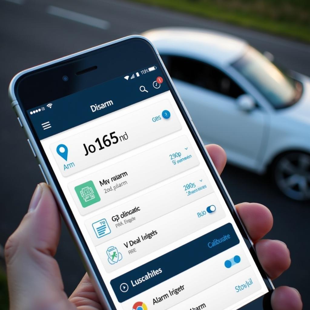 Car Alarm App Interface on a Smartphone