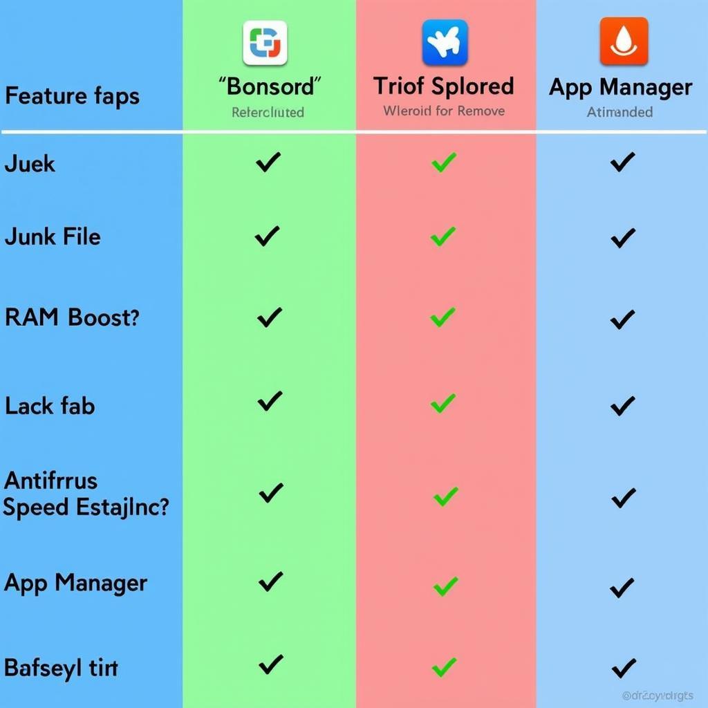 Cleaning App Features Comparison Chart