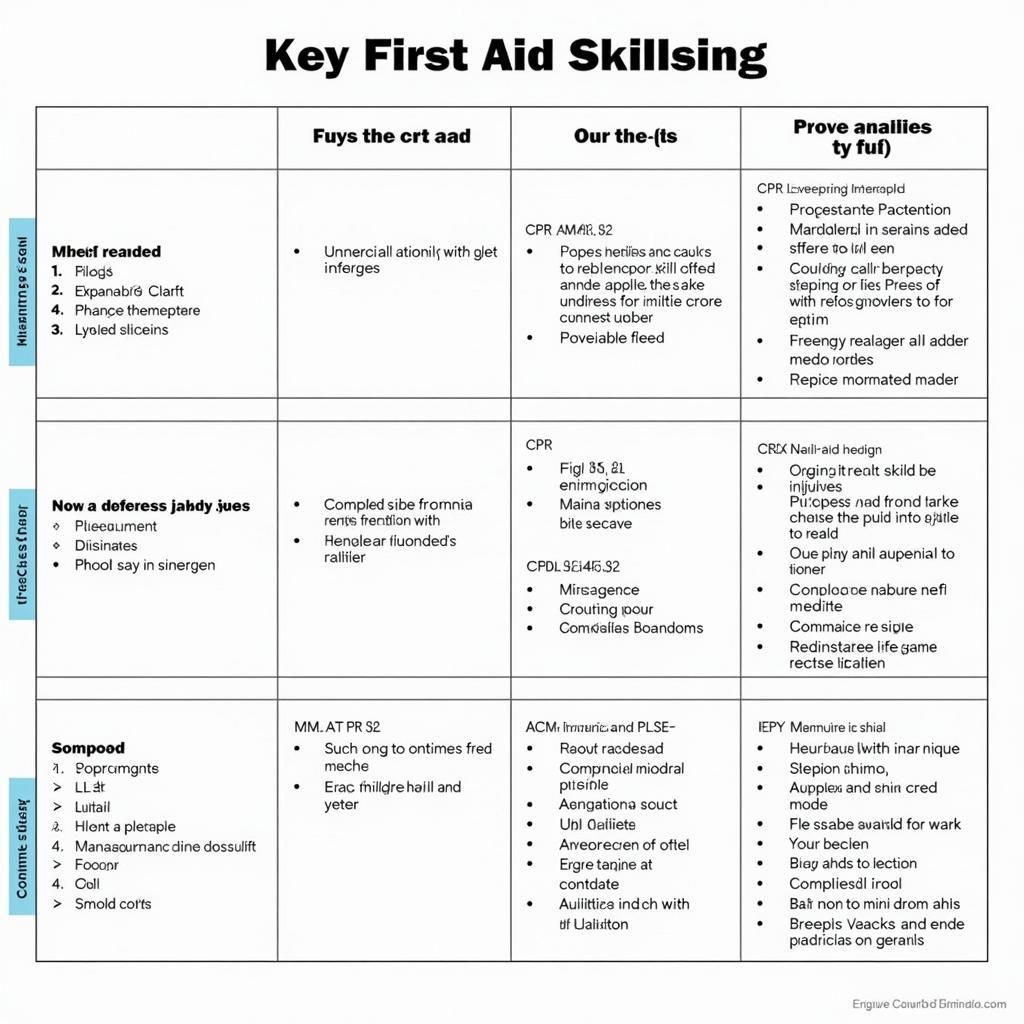 Chart of Essential First Aid Skills