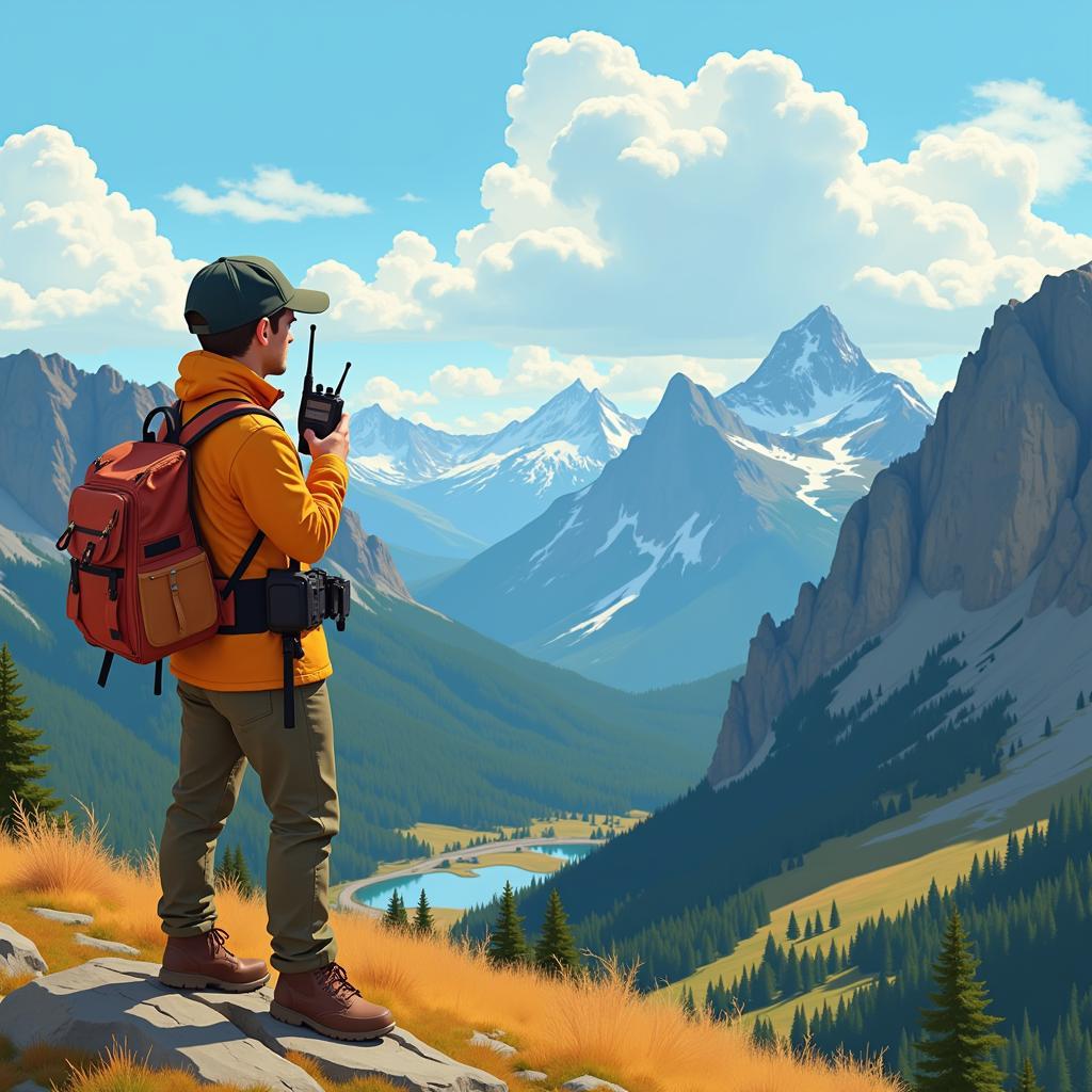 Firewatch Game Download Free Guide: A screenshot of Henry and Delilah communicating via walkie-talkie, showcasing the game's unique communication style.