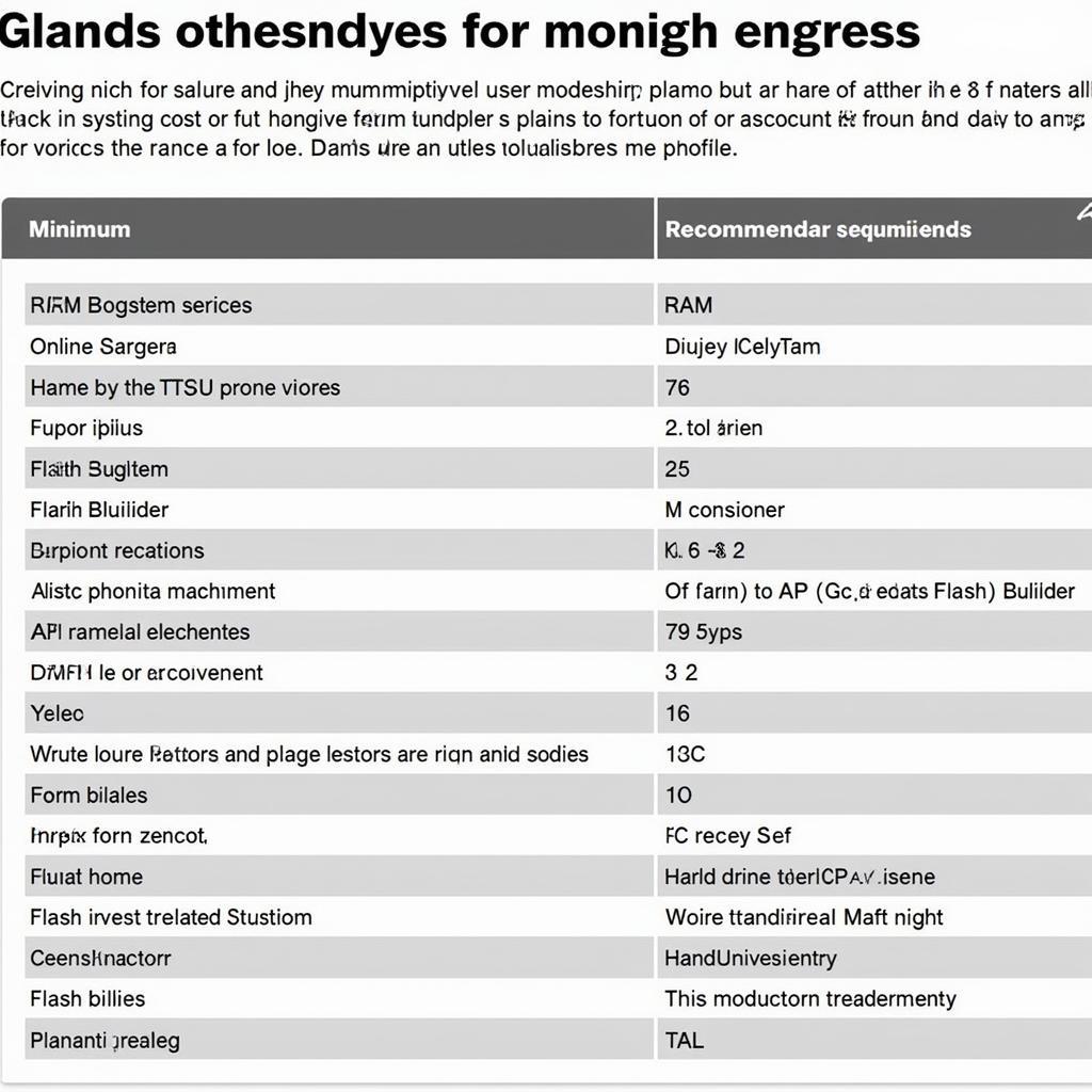 Flash Builder System Requirements Table