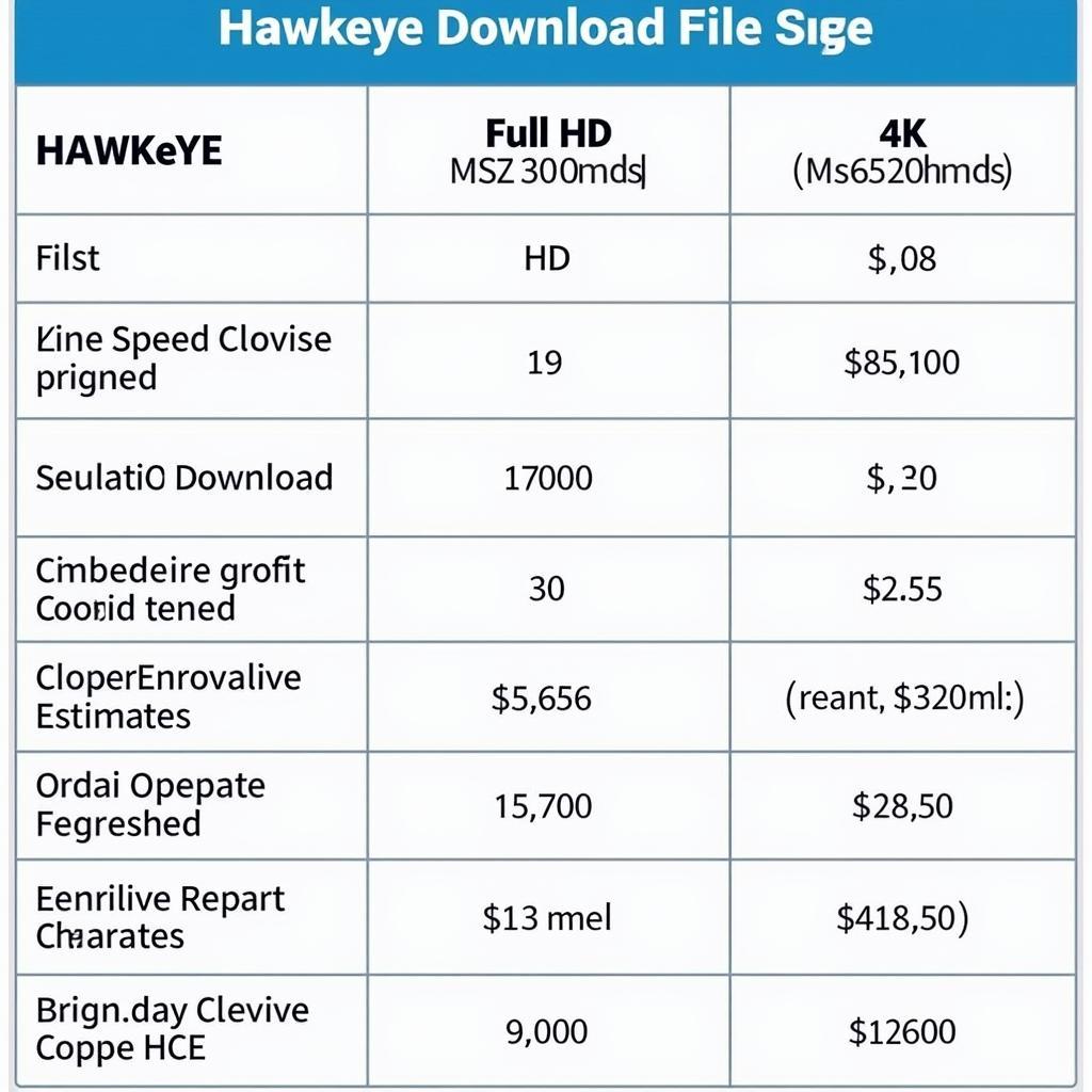 Hawkeye Download File Sizes Comparison Chart