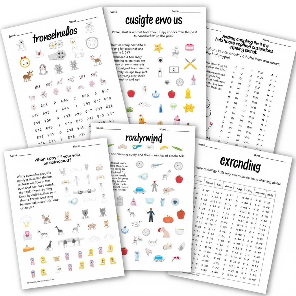 I Spy Worksheets Variety