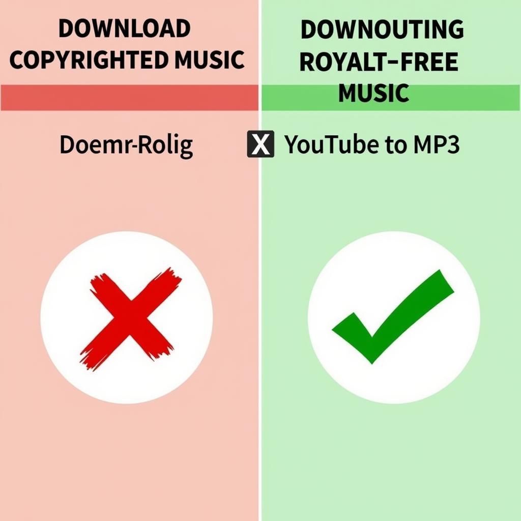 Visual representation of legal vs. illegal YouTube to MP3 conversion