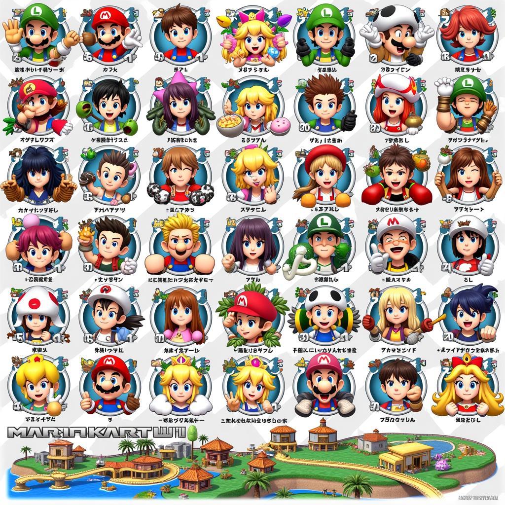 Mario Kart Wii Characters and Tracks Collage