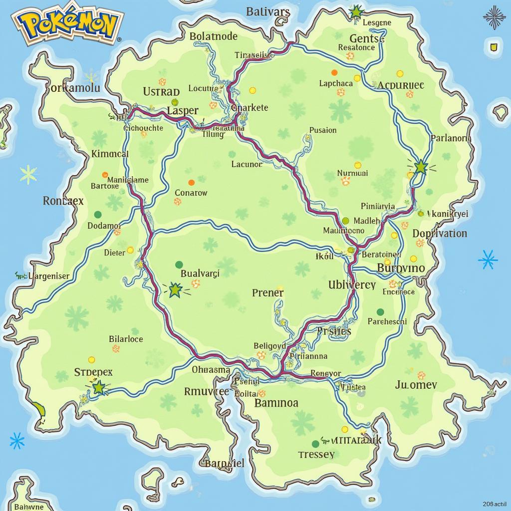 Pokemon HeartGold Johto Region Map