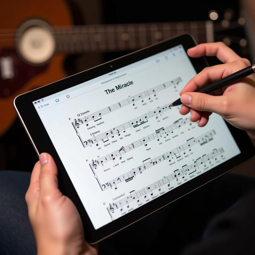 Practicing with "The Miracle" Sheet Music PDF: Efficient digital practice for musicians.