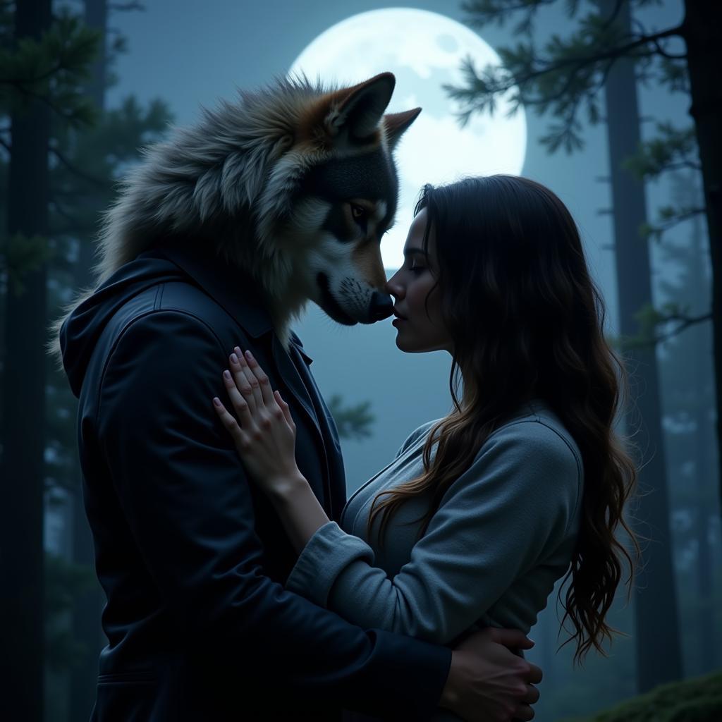 Werewolf Romance Couple Embracing